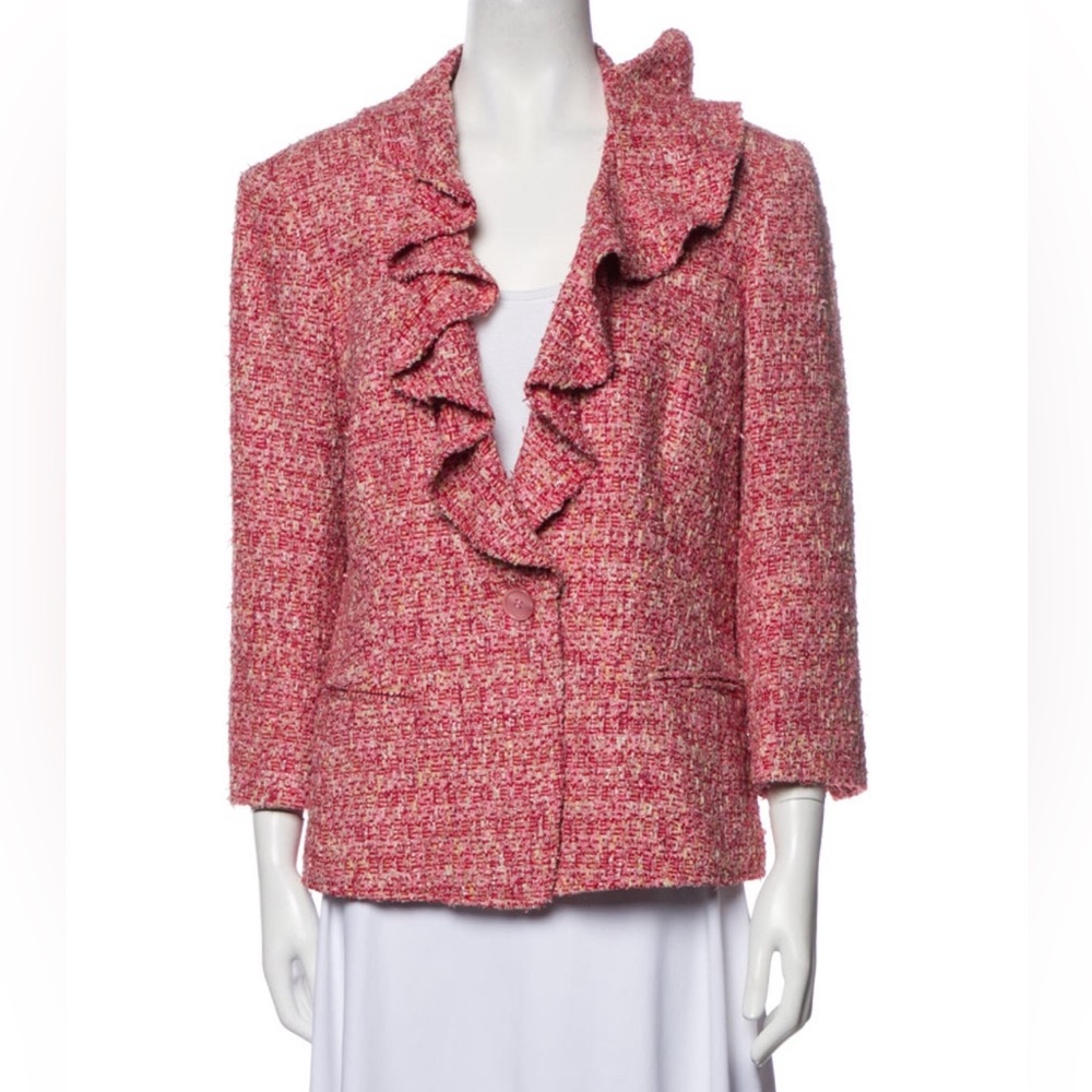 Lafayette 148 Women's‎ Pink Ruffle Tweed Jacket